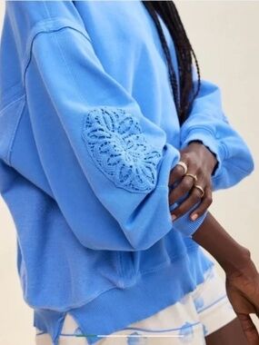 NWT Aerie Keep It Light Crochet Crew Sweatshirt SZ XS